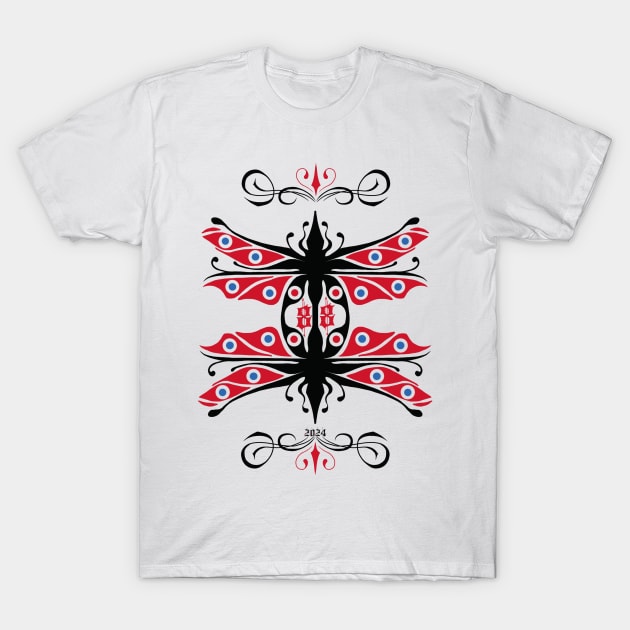 Dragonfly mating,red and black T-Shirt by Dugleidy Santos